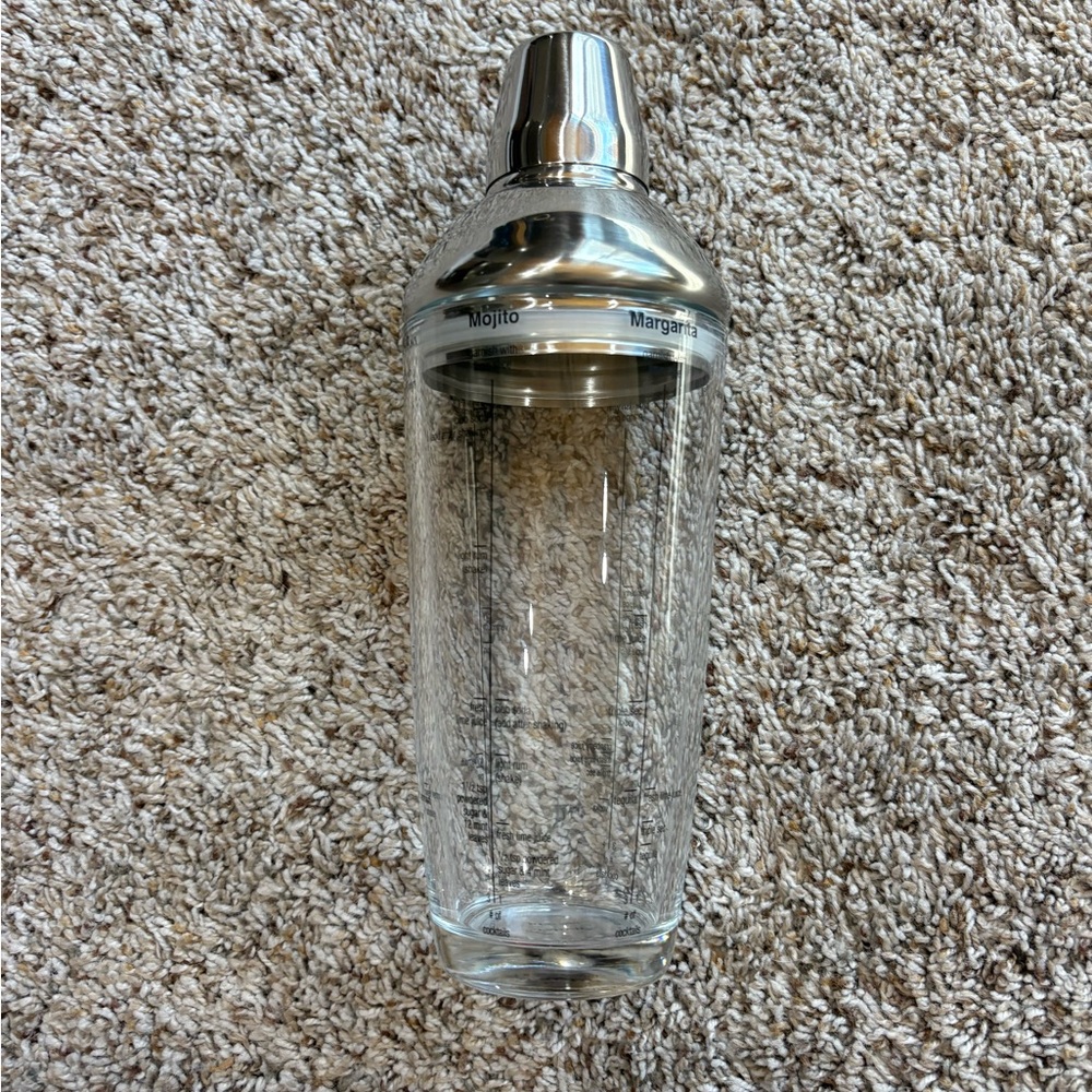 Clear Glass Cocktail Shaker with Stainless Steel Top - Silver/Clear